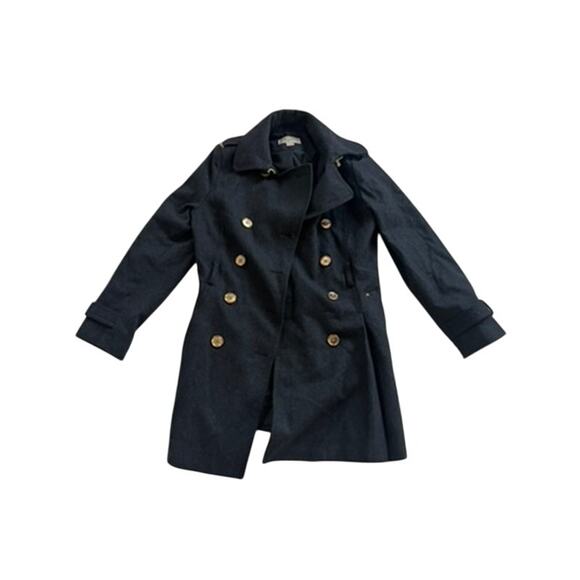 EUC Michael Kors black wool jacket w gold buttons warm winter cozy heavy peacoat - Picture 1 of 7
